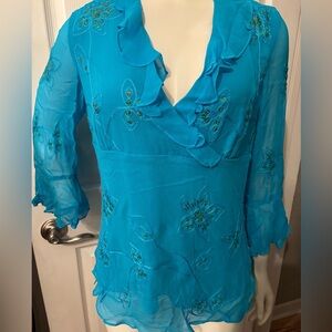 Silkland blouse sequins neck L/Xl